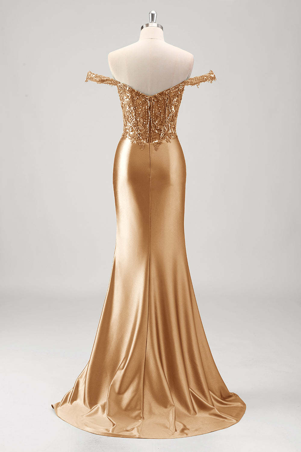 Sparkly Grey Green Plus Size Off the Shoulder Satin Mermaid Prom Dress with Sequin