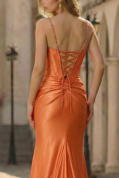 Purple Corset Sequin Plus Size Sweep Train Mermaid Prom Dress with Slit