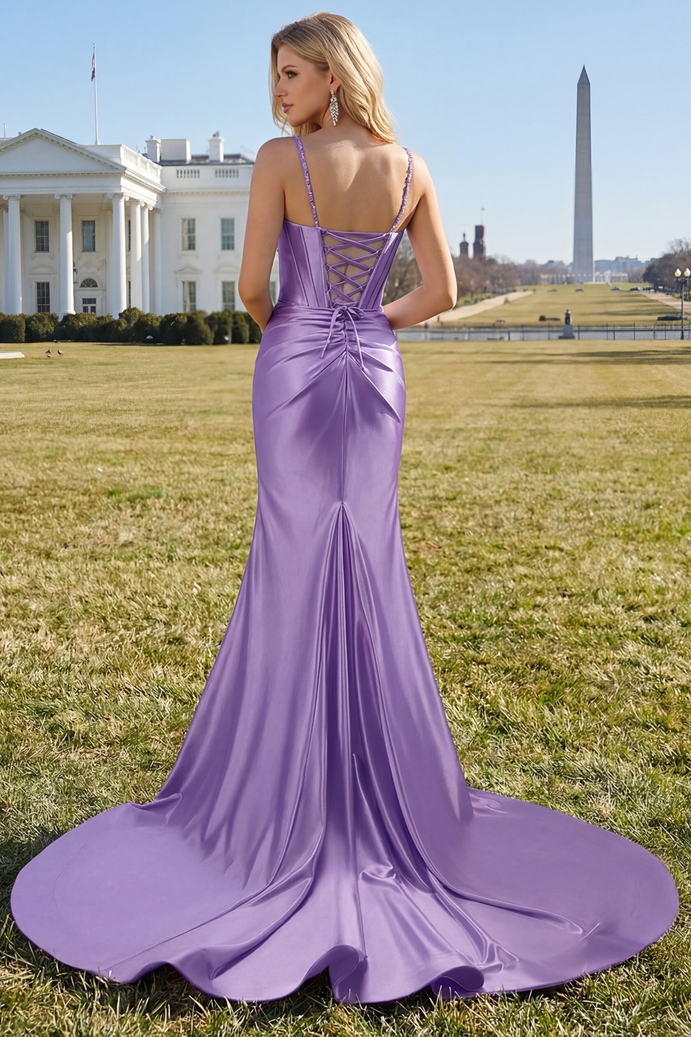 Fuchsia Mermaid Corset Sequin Sweep Train Prom Dress with Slit