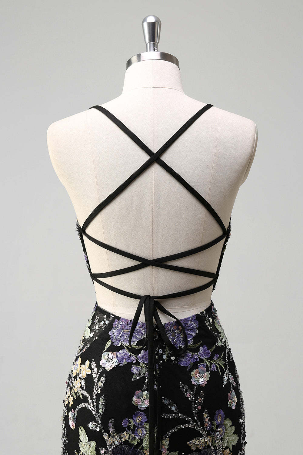 Sparkly Plus Size Pink Mermaid Floral Sequin Maxi Prom Dress