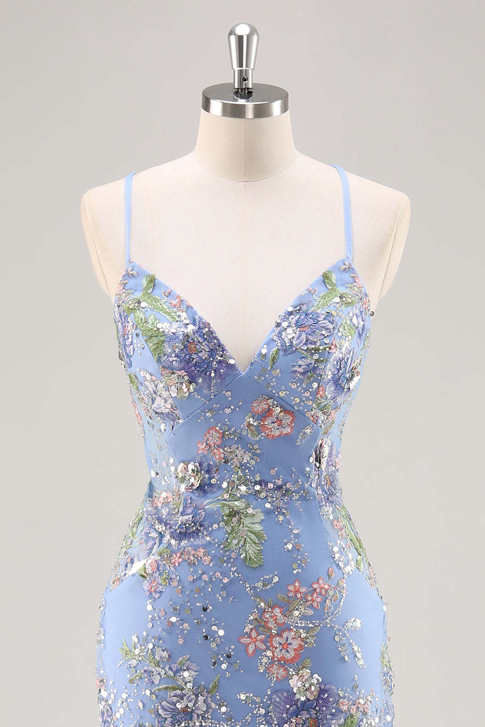 Sparkly Plus Size Pink Mermaid Floral Sequin Maxi Prom Dress