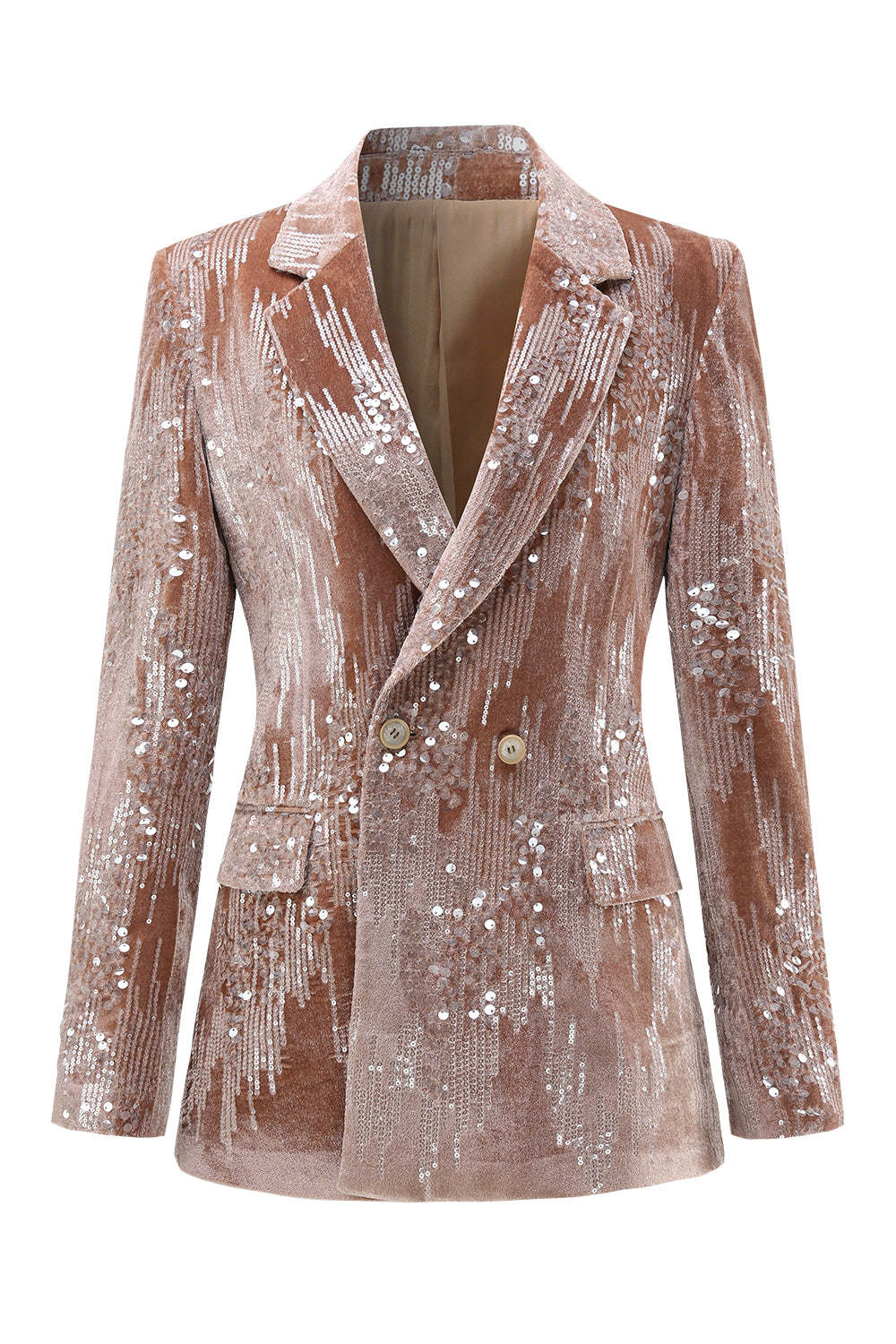 Glitter Dusty Rose Velvet 2 Piece Women's Suits with Sequins