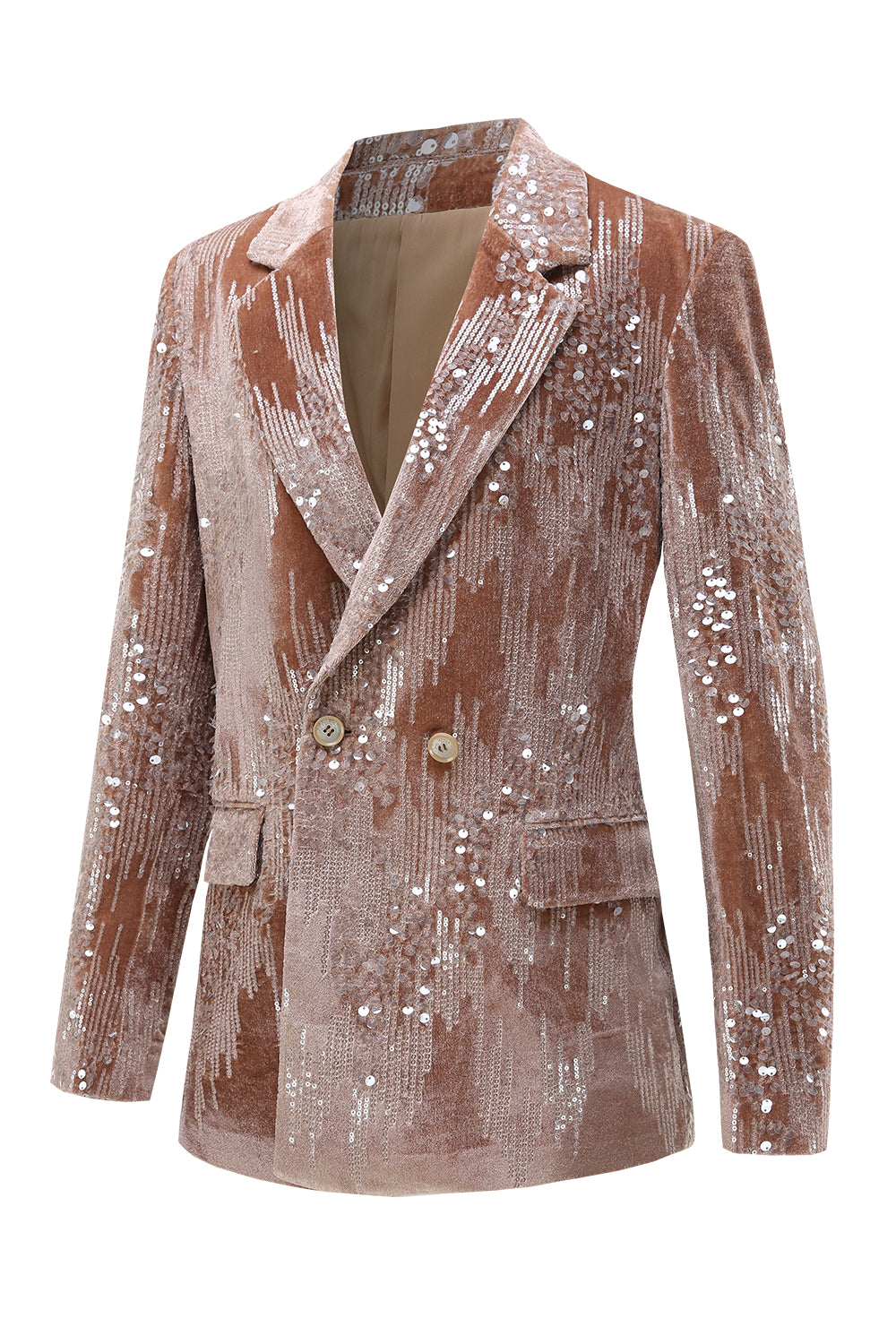 Glitter Dusty Rose Velvet 2 Piece Women's Suits with Sequins
