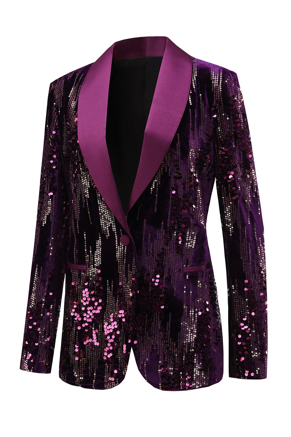 Sparkly Purple Single Button Women's Party Blazer