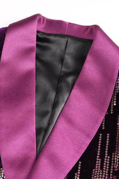 Sparkly Purple Single Button Women's Party Blazer