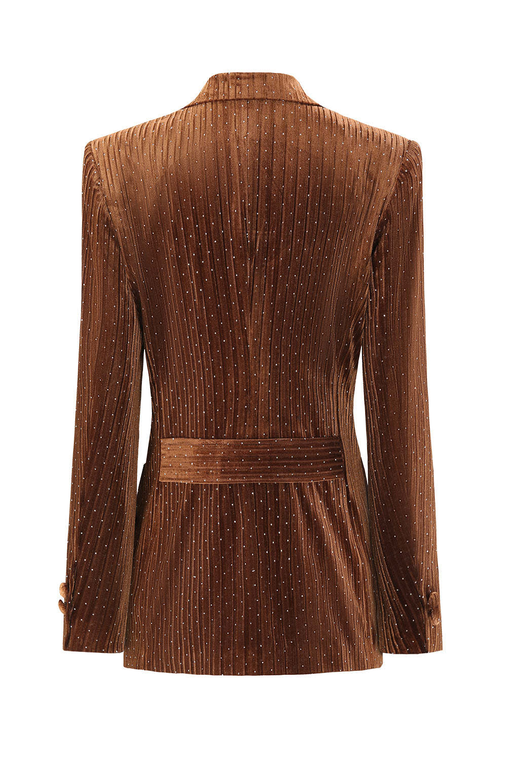 Coffee Dots Velvet Peak Lapel Double Breasted Blazer