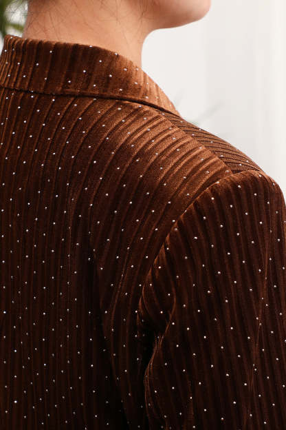 Coffee Double Breasted Women's Blazer with Pockets