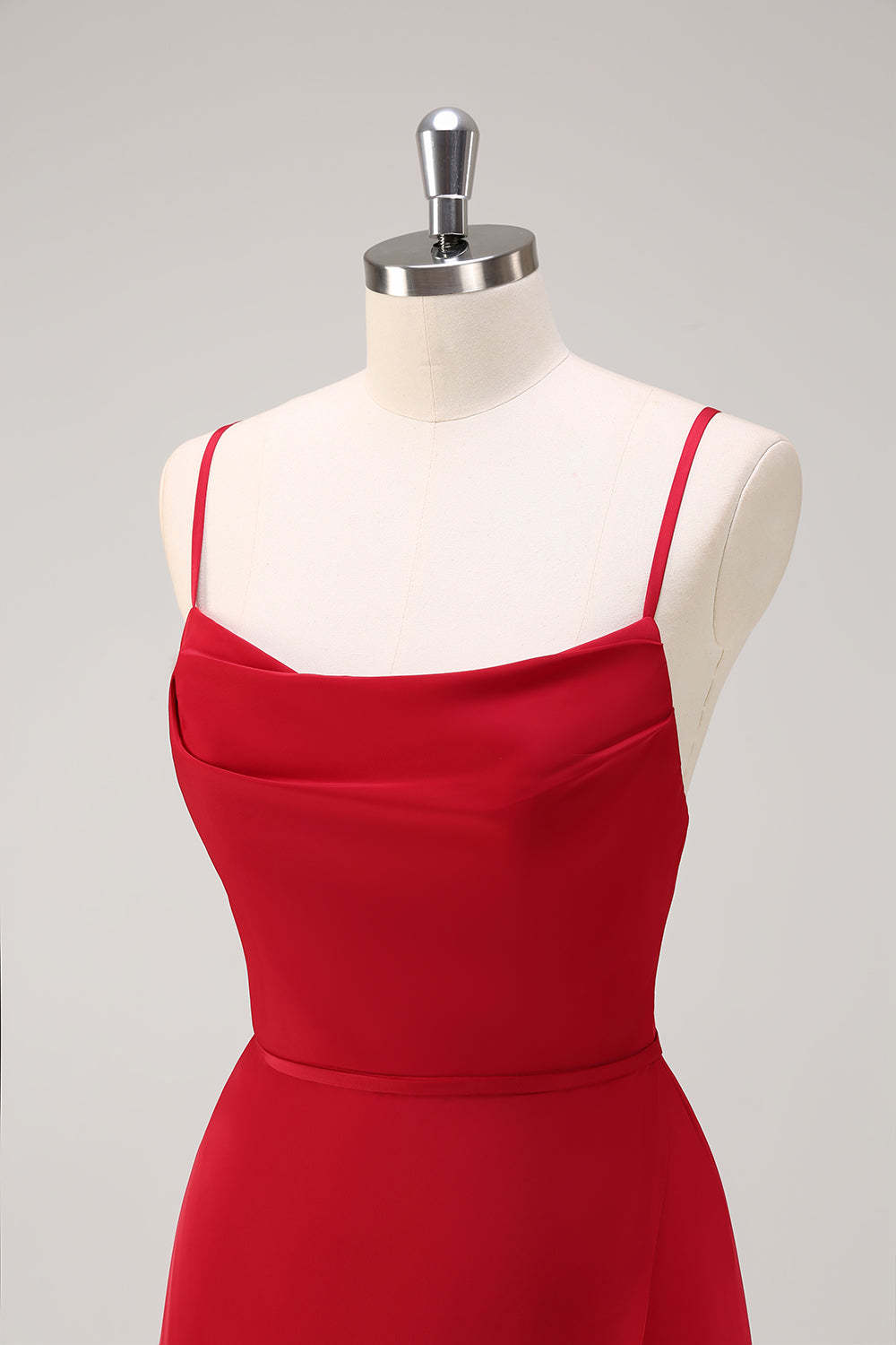 Burgundy Spaghetti Straps A-Line Bridesmaid Dress with Slit