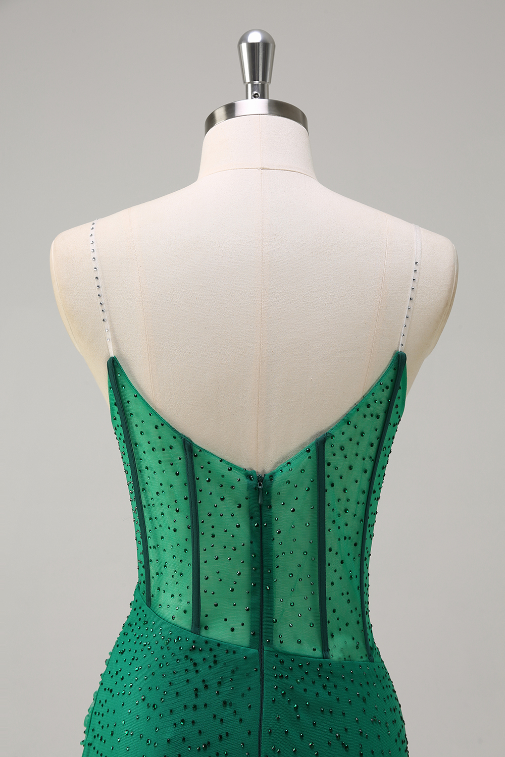 Orange Spaghetti Straps Beaded Mermaid Prom Dress with Slit