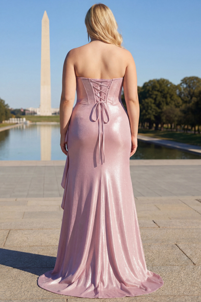 Glitter Grey Blue Sweetheart Mermaid Prom Dress with Slit