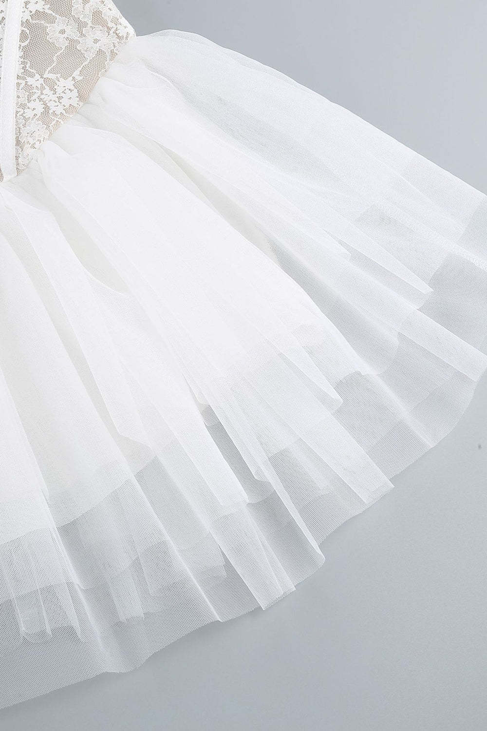 White A-Line Lace Strapless Corset Tiered Short Prom Dress