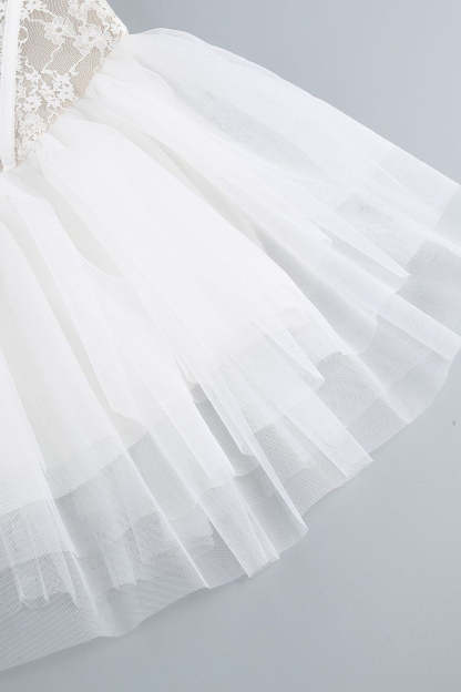 White A-Line Lace Strapless Corset Tiered Short Prom Dress