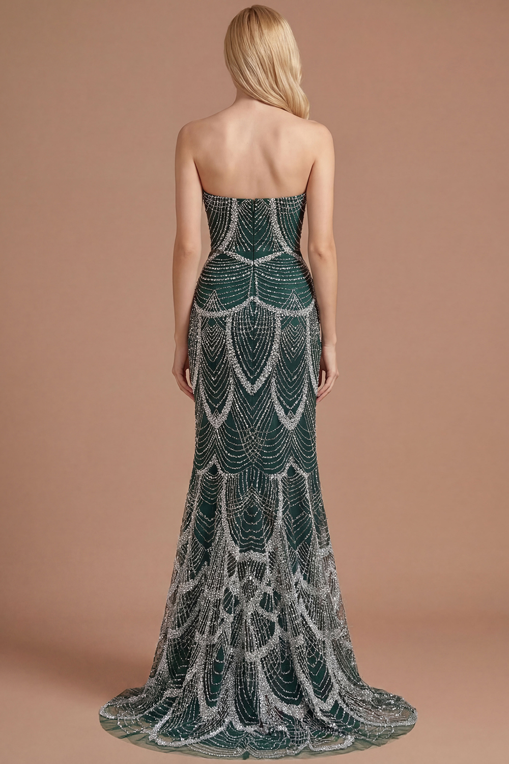 Luxury Black Strapless Beaded Mermaid Prom Dress