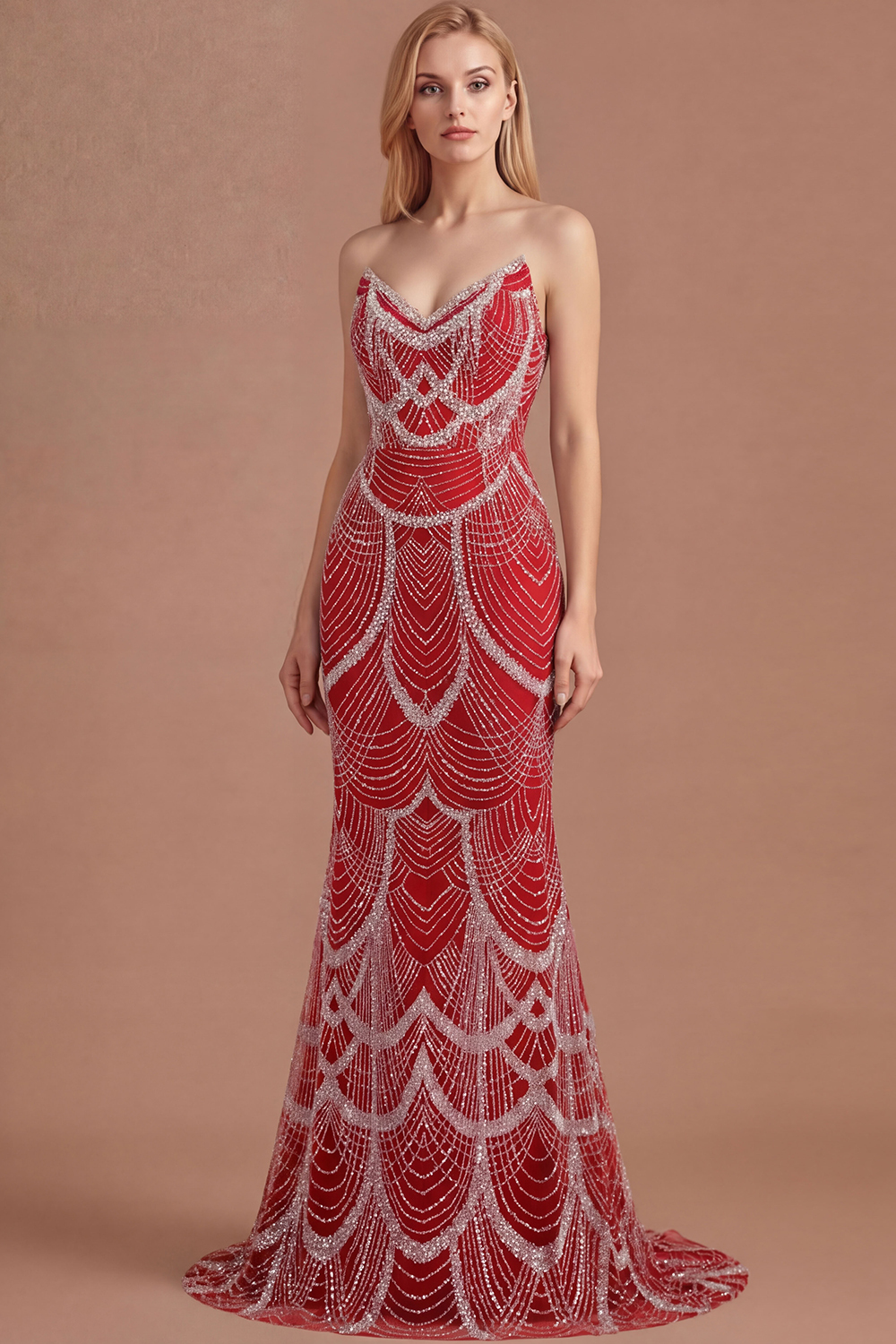 Luxury Black Strapless Beaded Mermaid Prom Dress