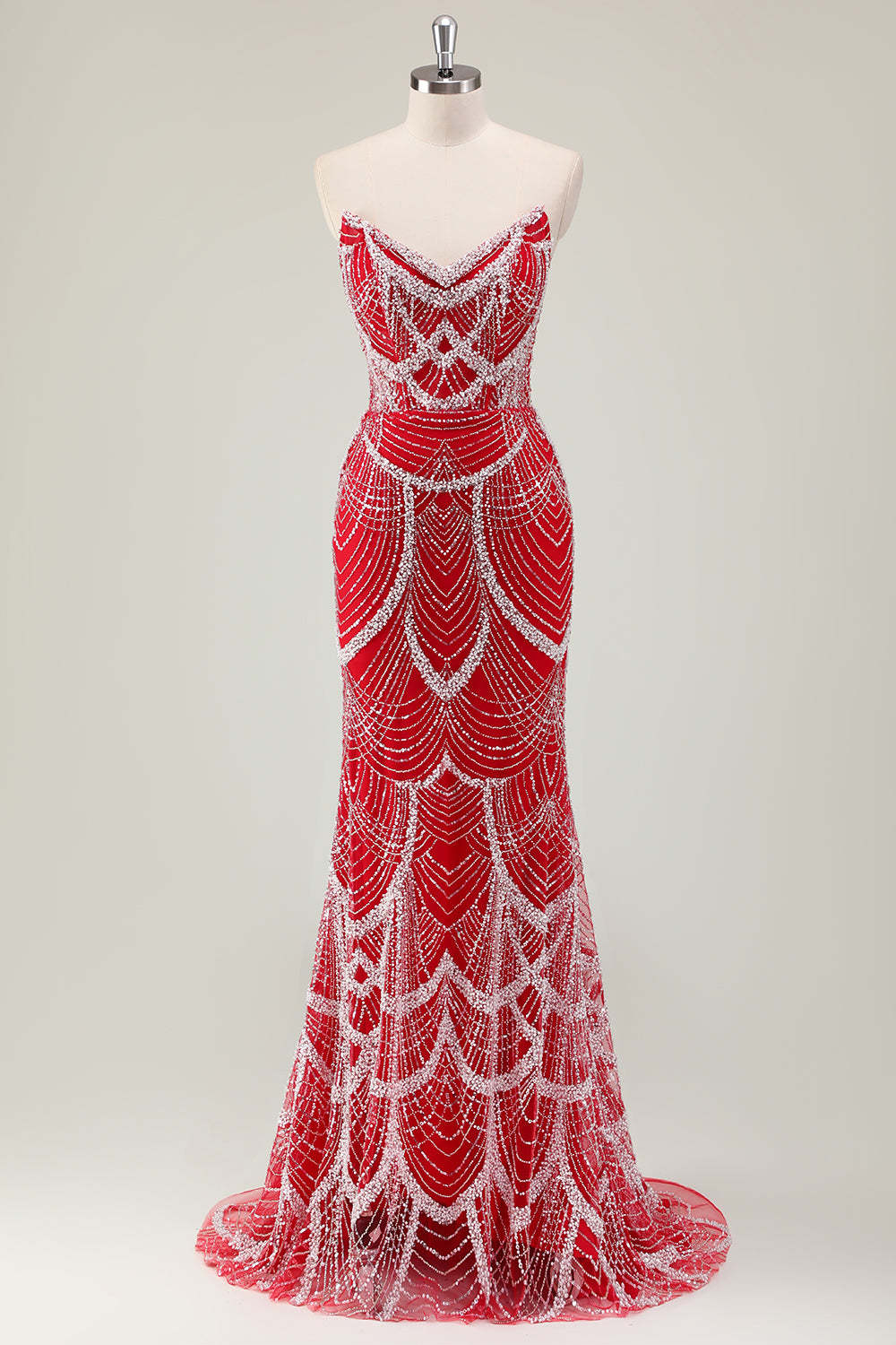 Luxury Black Strapless Beaded Mermaid Prom Dress