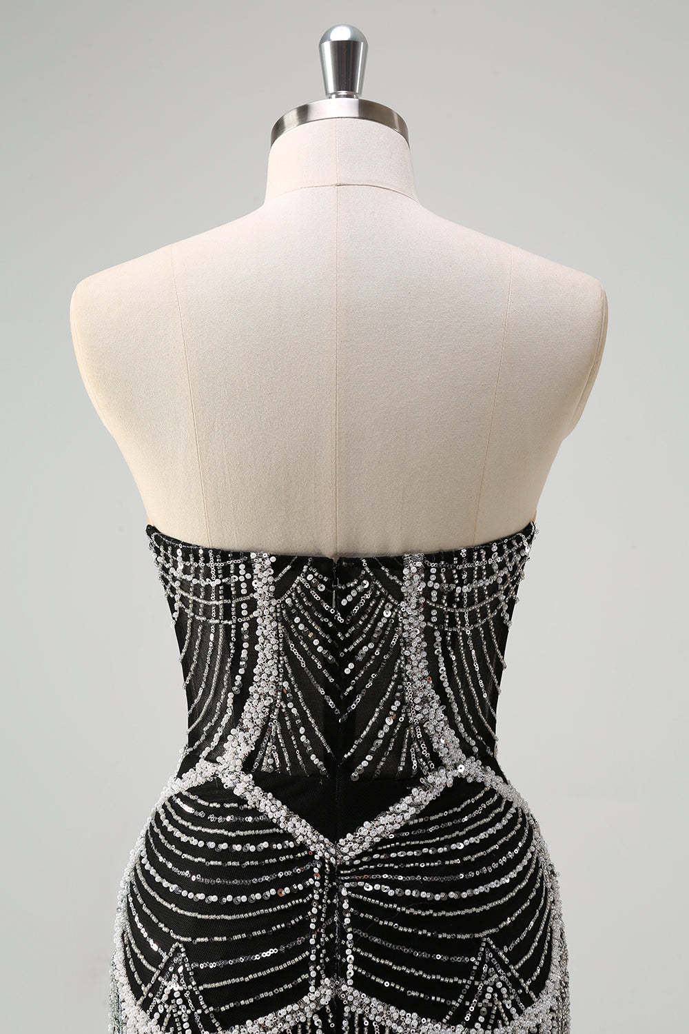 Luxury Black Strapless Beaded Mermaid Prom Dress