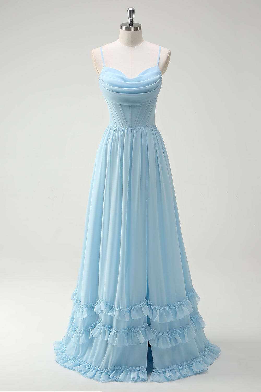 Green Flower Corset A-Line Floral Bridesmaid Dress with Slit