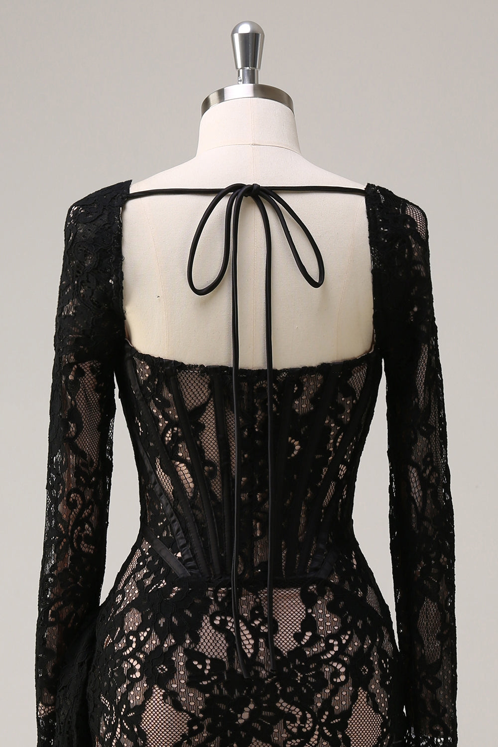 Black Long Sleeves Mini Bodycon Lace Party Dress