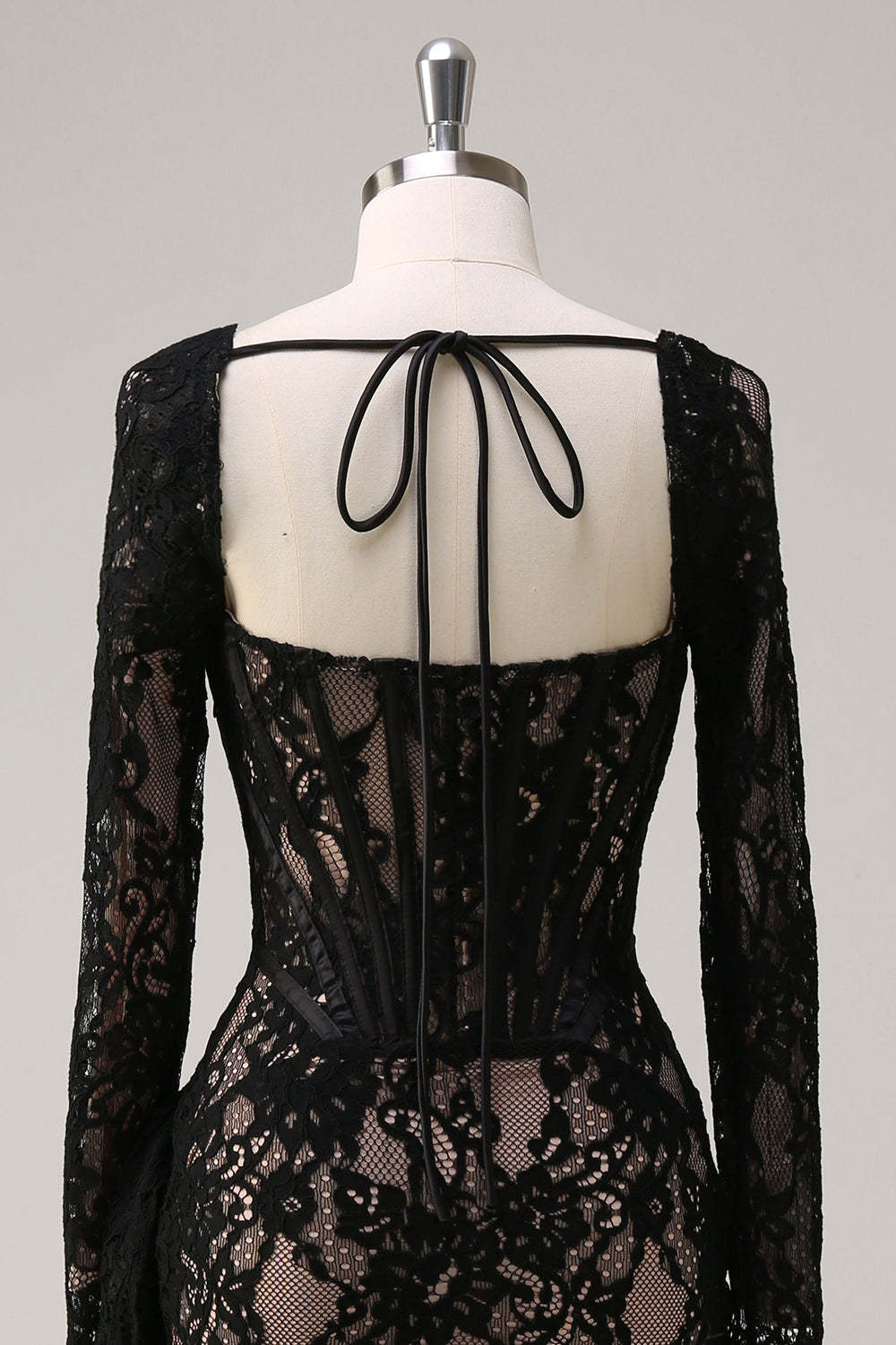 Black Long Sleeves Mini Bodycon Lace Party Dress