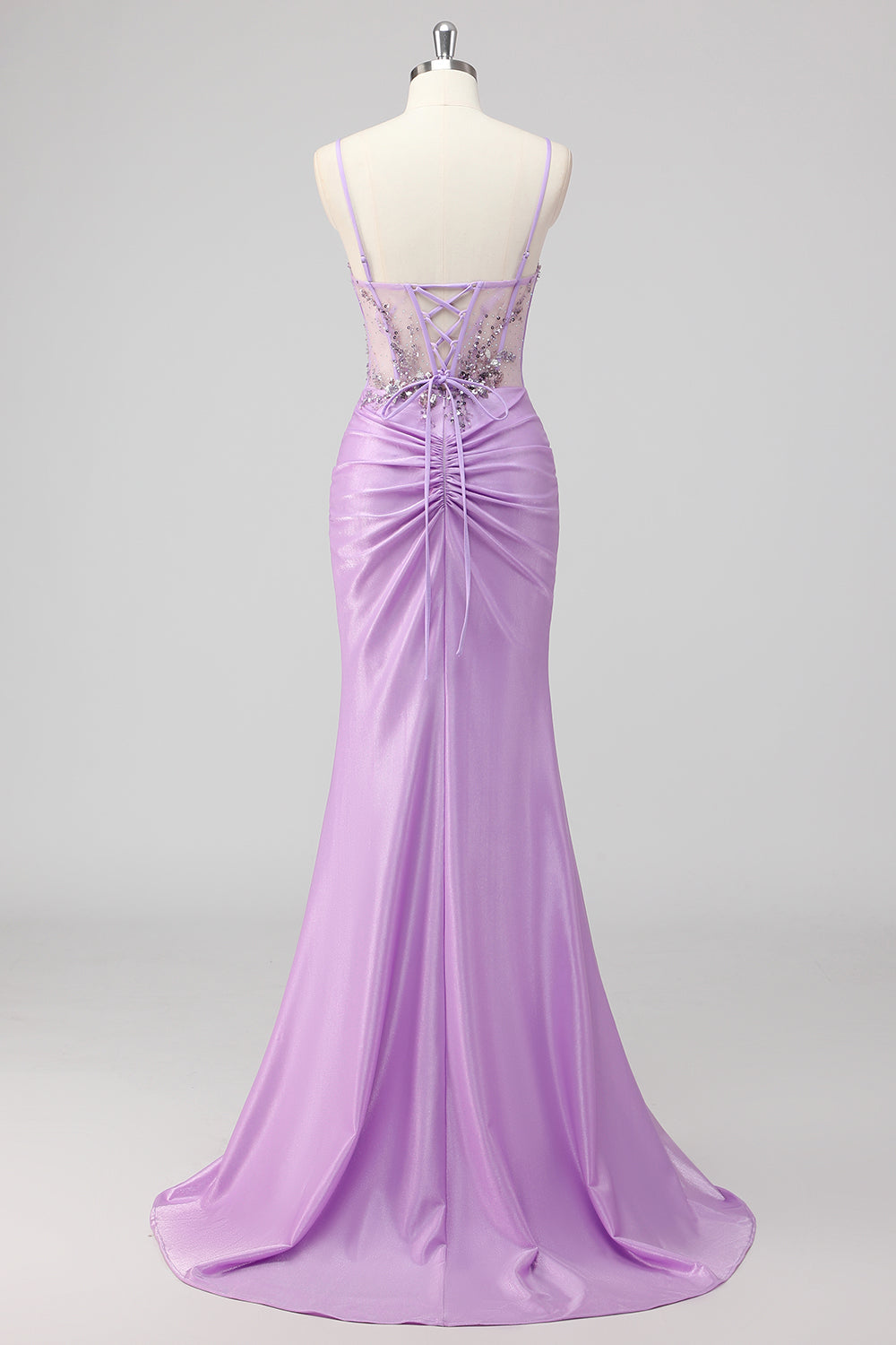 Sparkly Purple Mermaid Corset Sequin Maxi Prom Dress