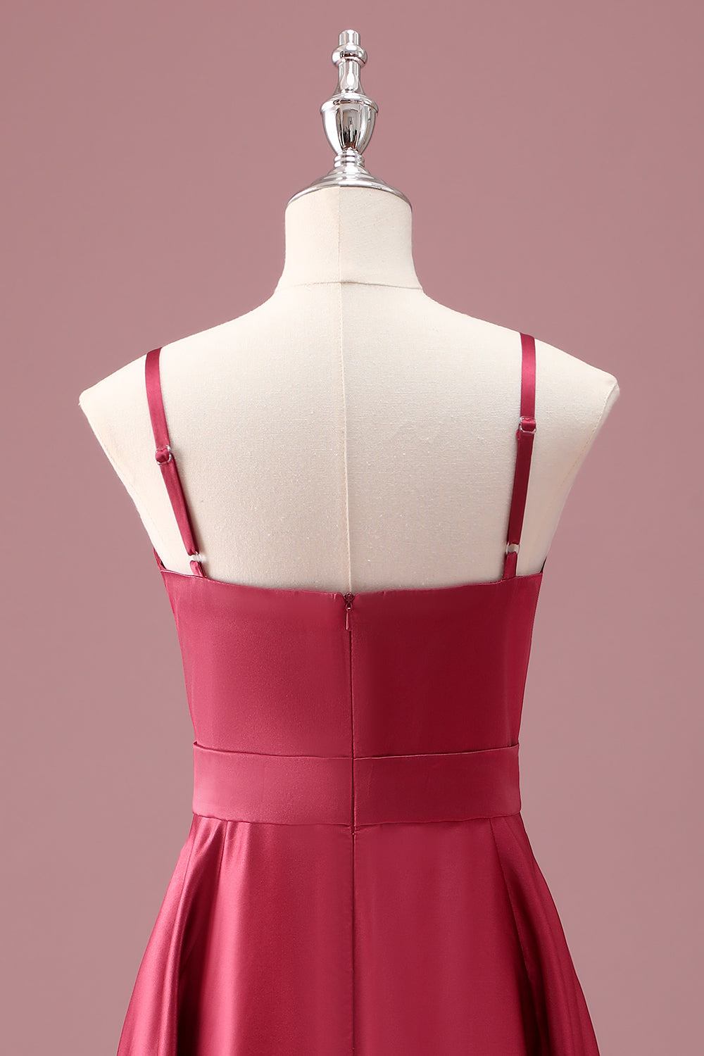 Dark Red A Line Spaghetti Straps Junior Bridesmaid Dress with Sash
