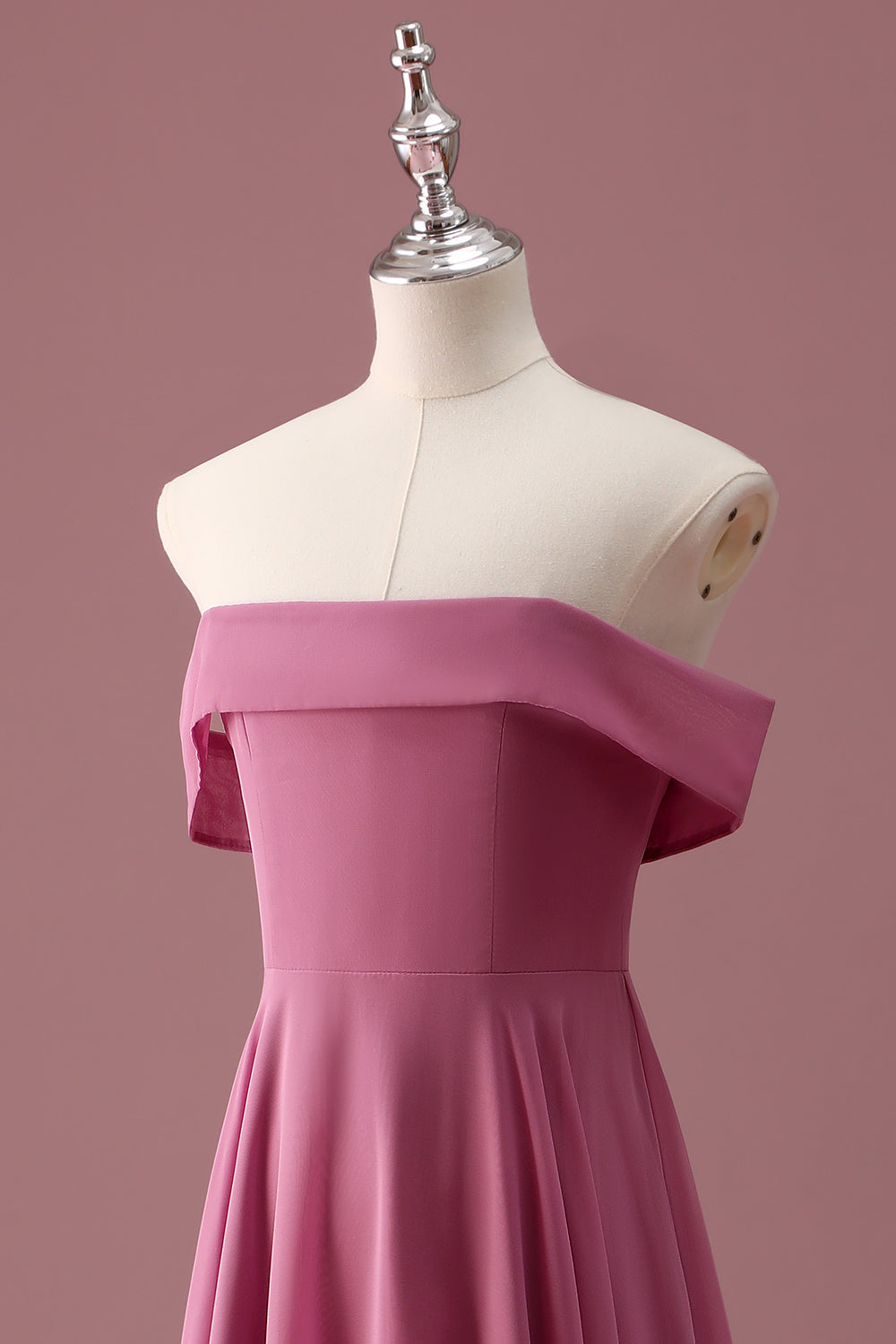 Desert Rose Off the Shoulder Chiffon A Line Pleated Junior Bridesmaid Dress