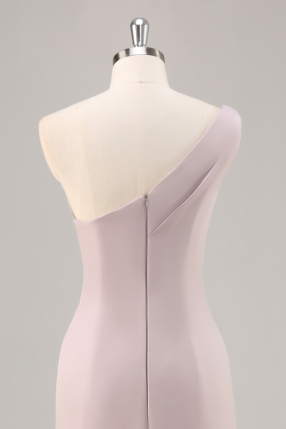 Khaki Mermaid One Shoulder Floor length Formal Dress