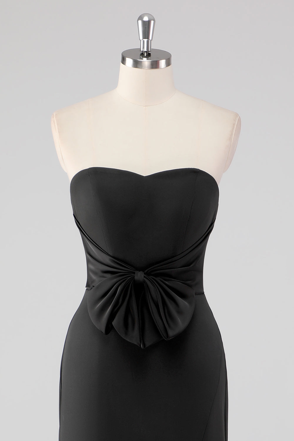 Black Strapless Sweetheart Mermaid Formal Dress with Bow