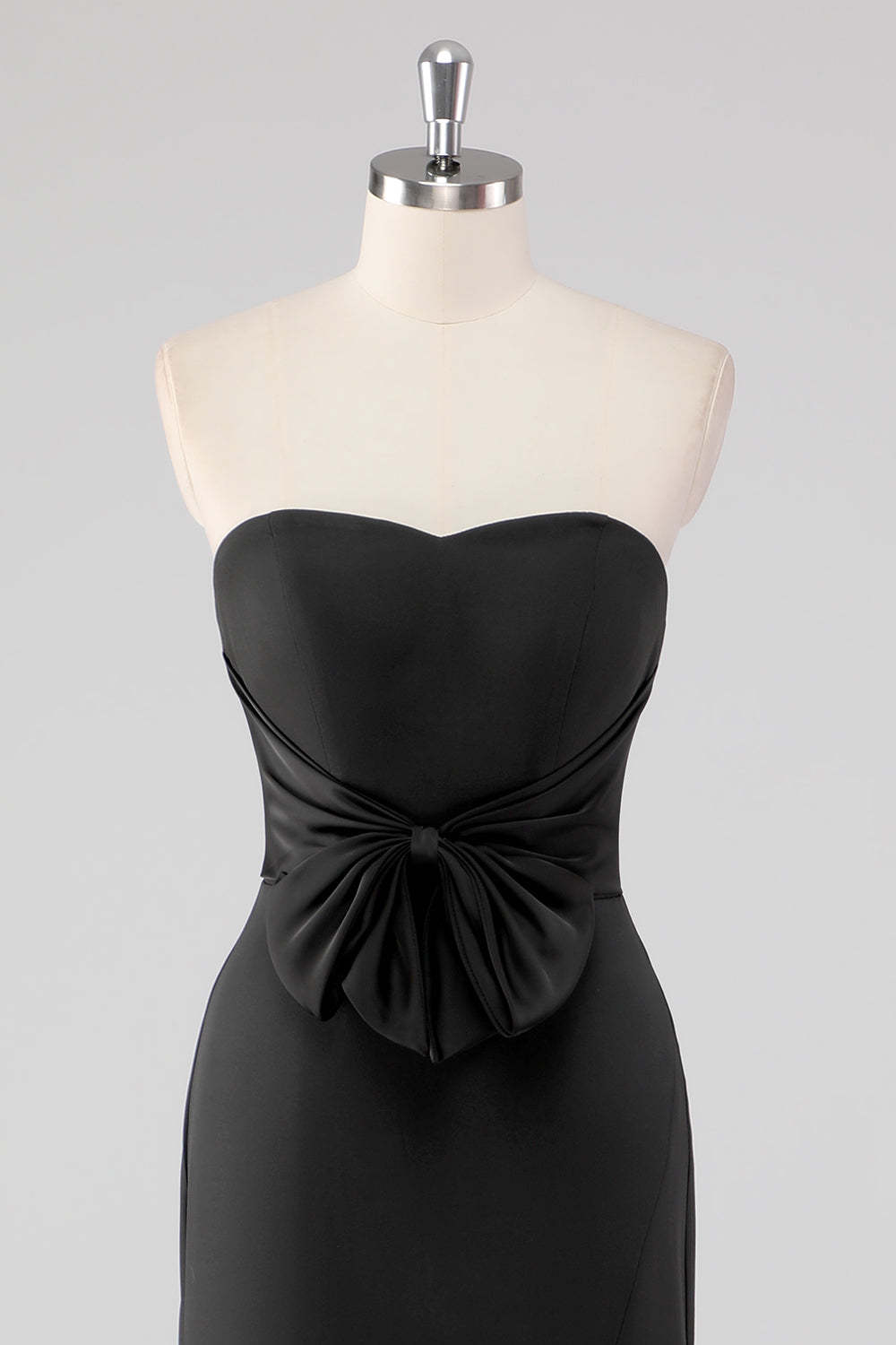 Black Strapless Sweetheart Mermaid Formal Dress with Bow