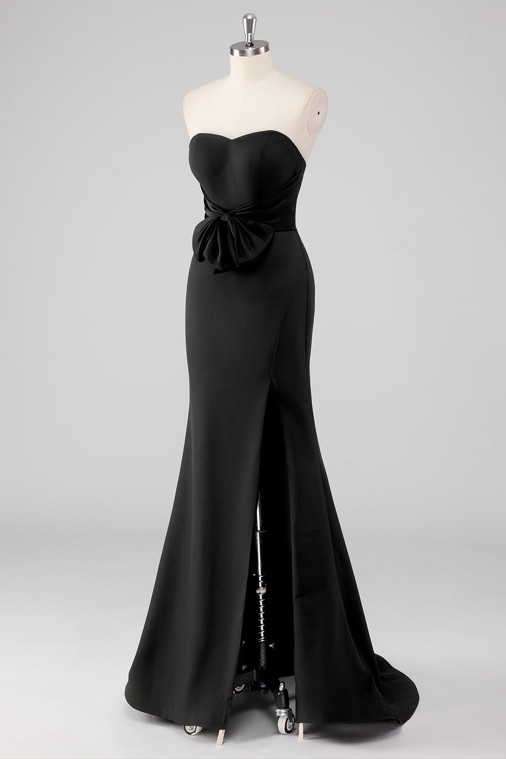Black Strapless Sweetheart Mermaid Formal Dress with Bow