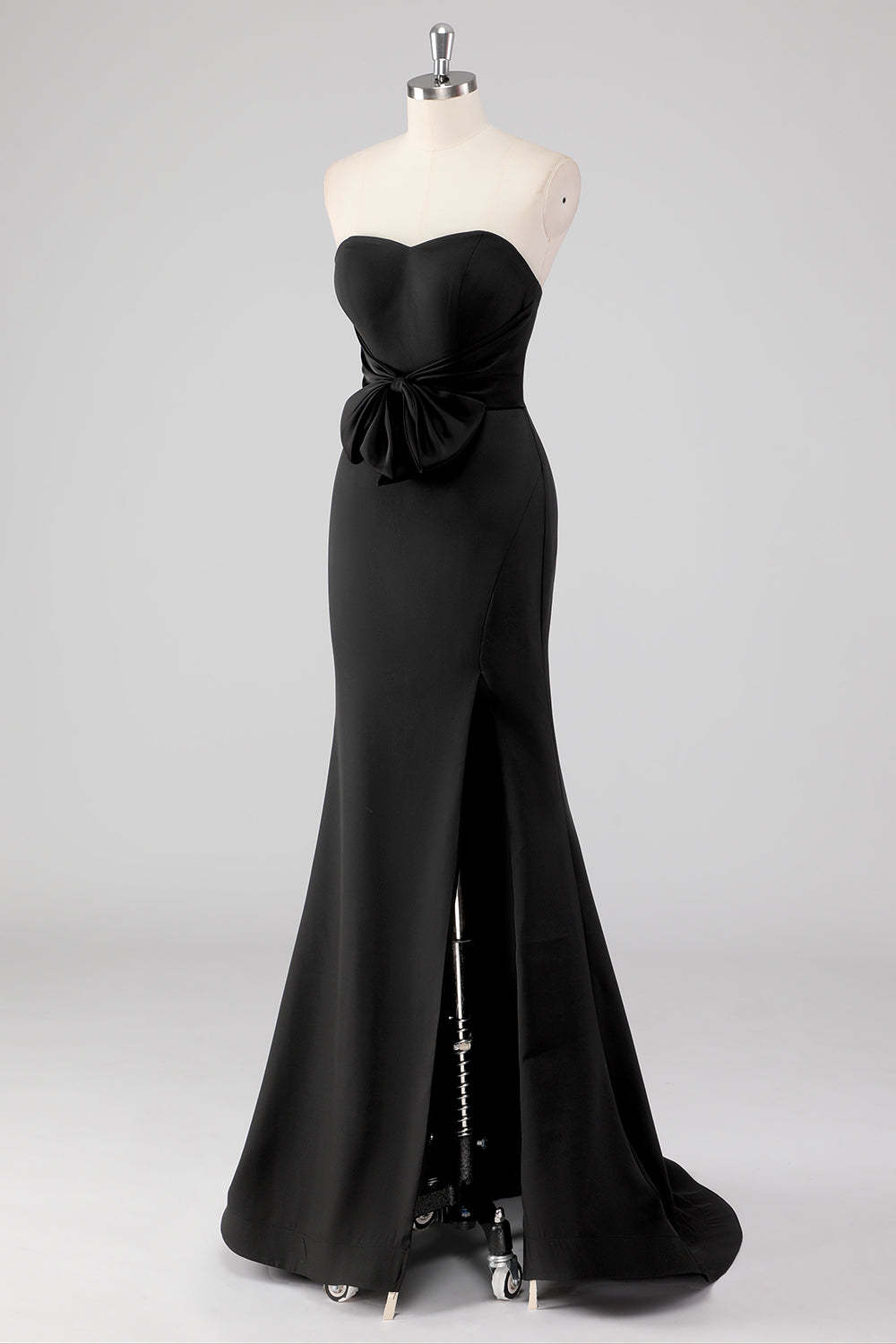 Black Strapless Sweetheart Mermaid Formal Dress with Bow