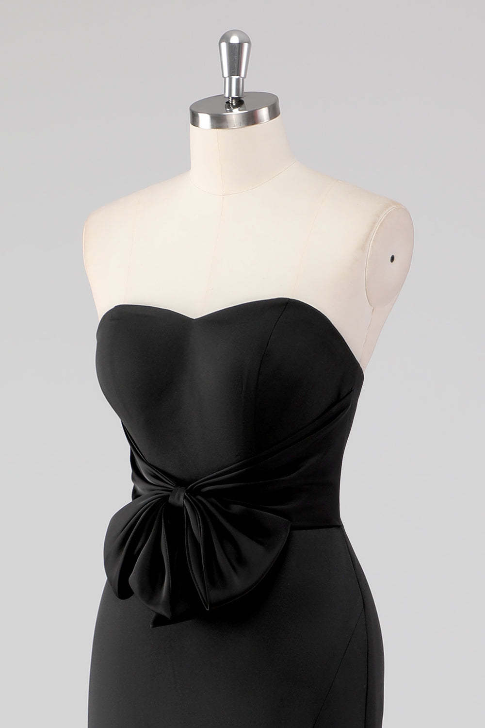 Black Strapless Sweetheart Mermaid Formal Dress with Bow