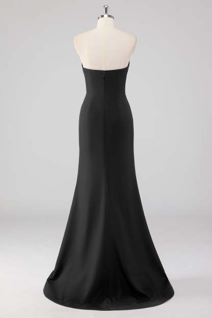 Black Strapless Sweetheart Mermaid Formal Dress with Bow