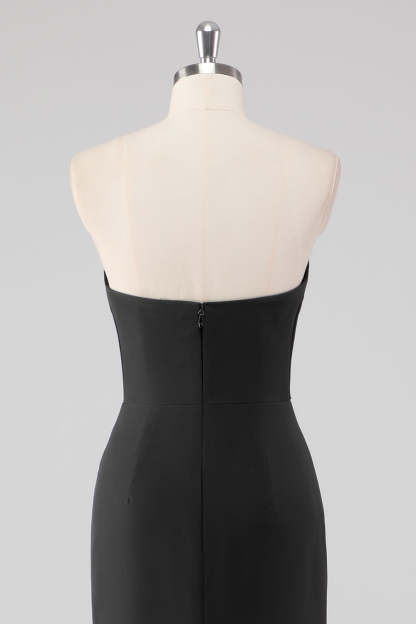 Black Strapless Sweetheart Mermaid Formal Dress with Bow
