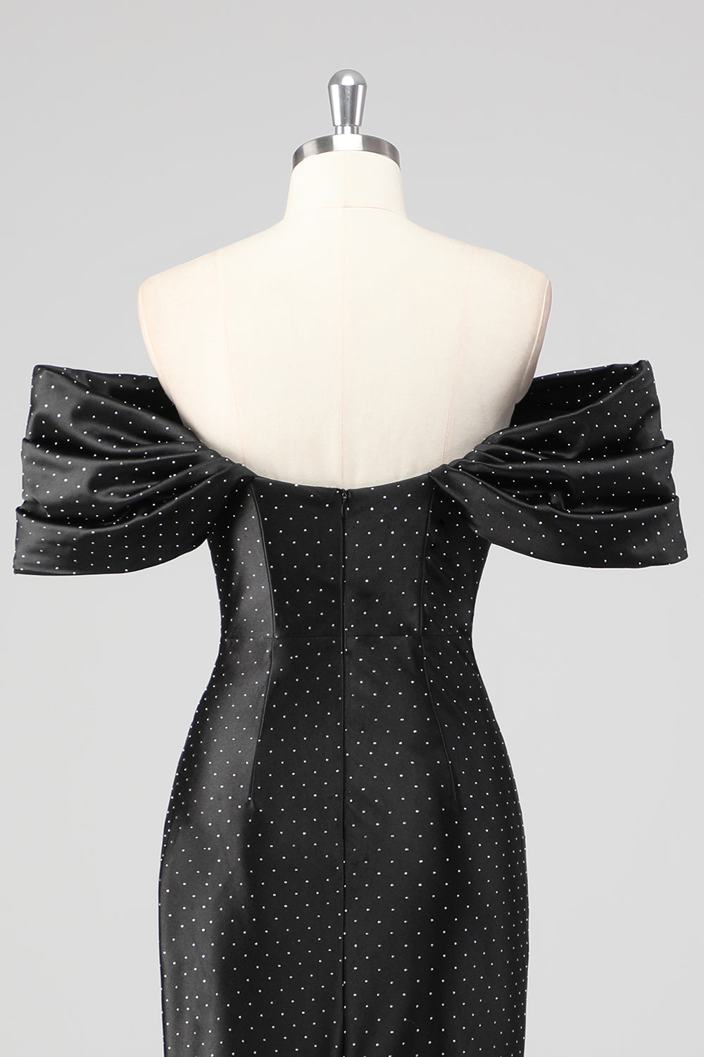 Black Off the Shoulder Sheath Formal Dress with Rhinestones