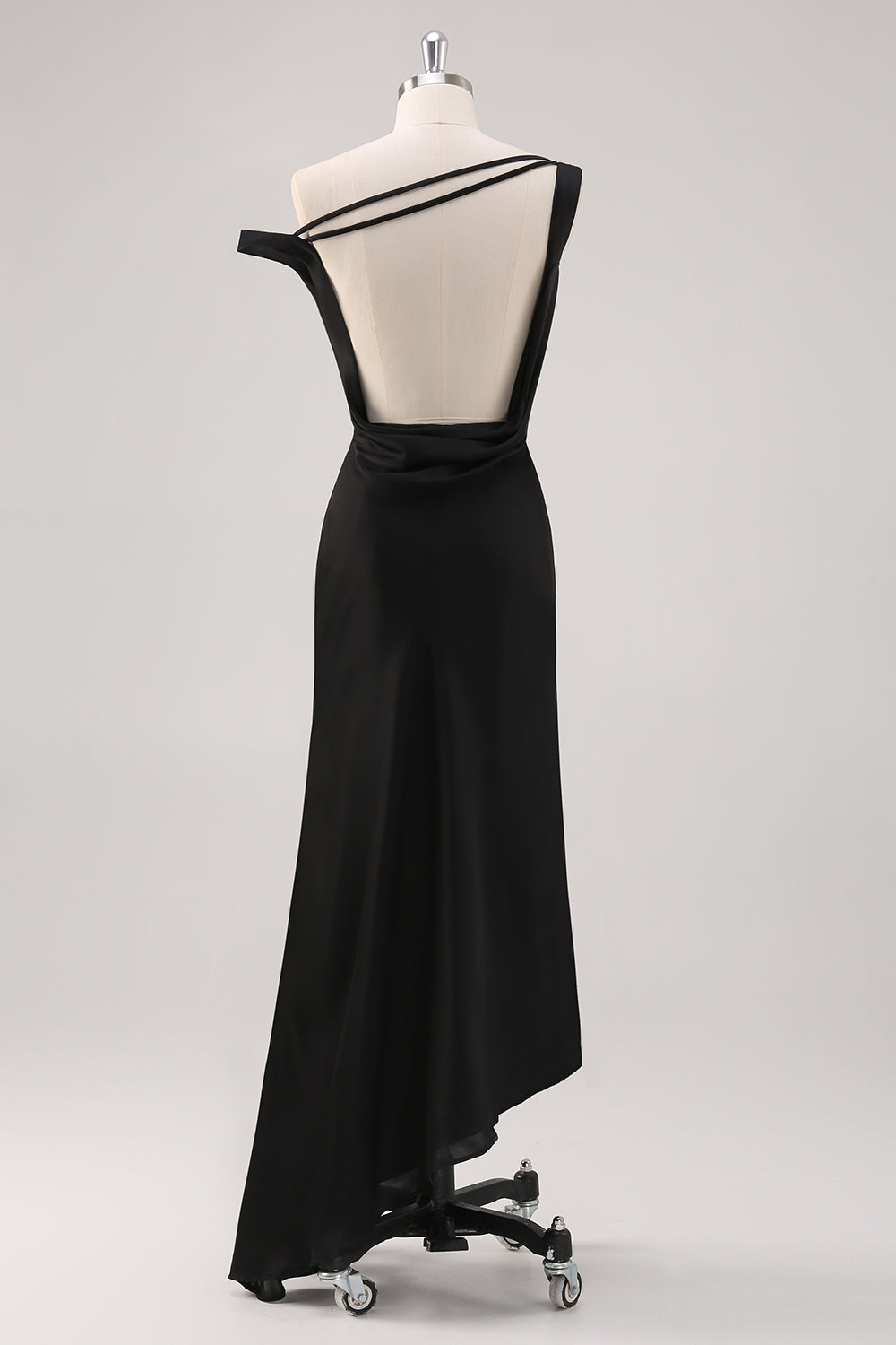 Black One Shoulder Sheath Asymmetrical Bridesmaid Dress