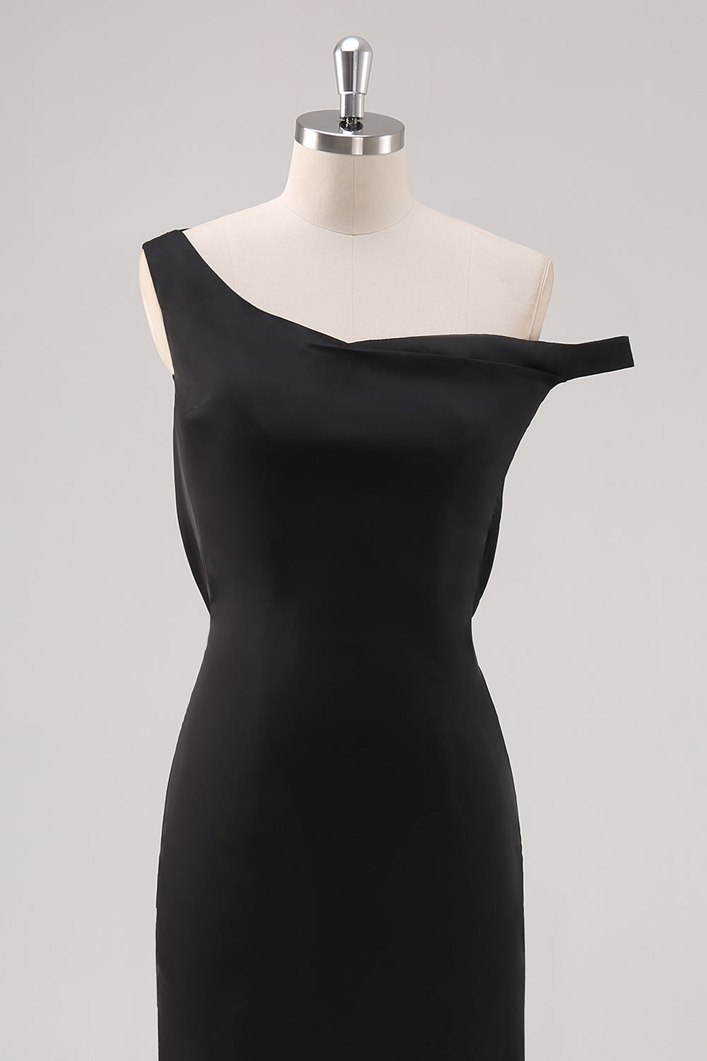 Black One Shoulder Sheath Asymmetrical Bridesmaid Dress