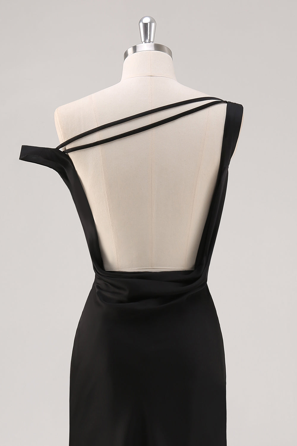 Black One Shoulder Sheath Asymmetrical Bridesmaid Dress