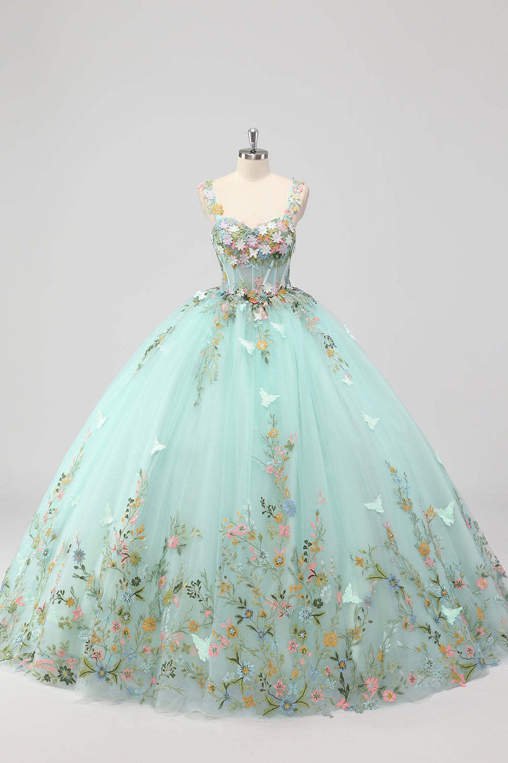 Leely Women Mint Princess Ball Gown Applique Corset Quincea?era Dress Sweetheart Maxi Sweetheart Dress