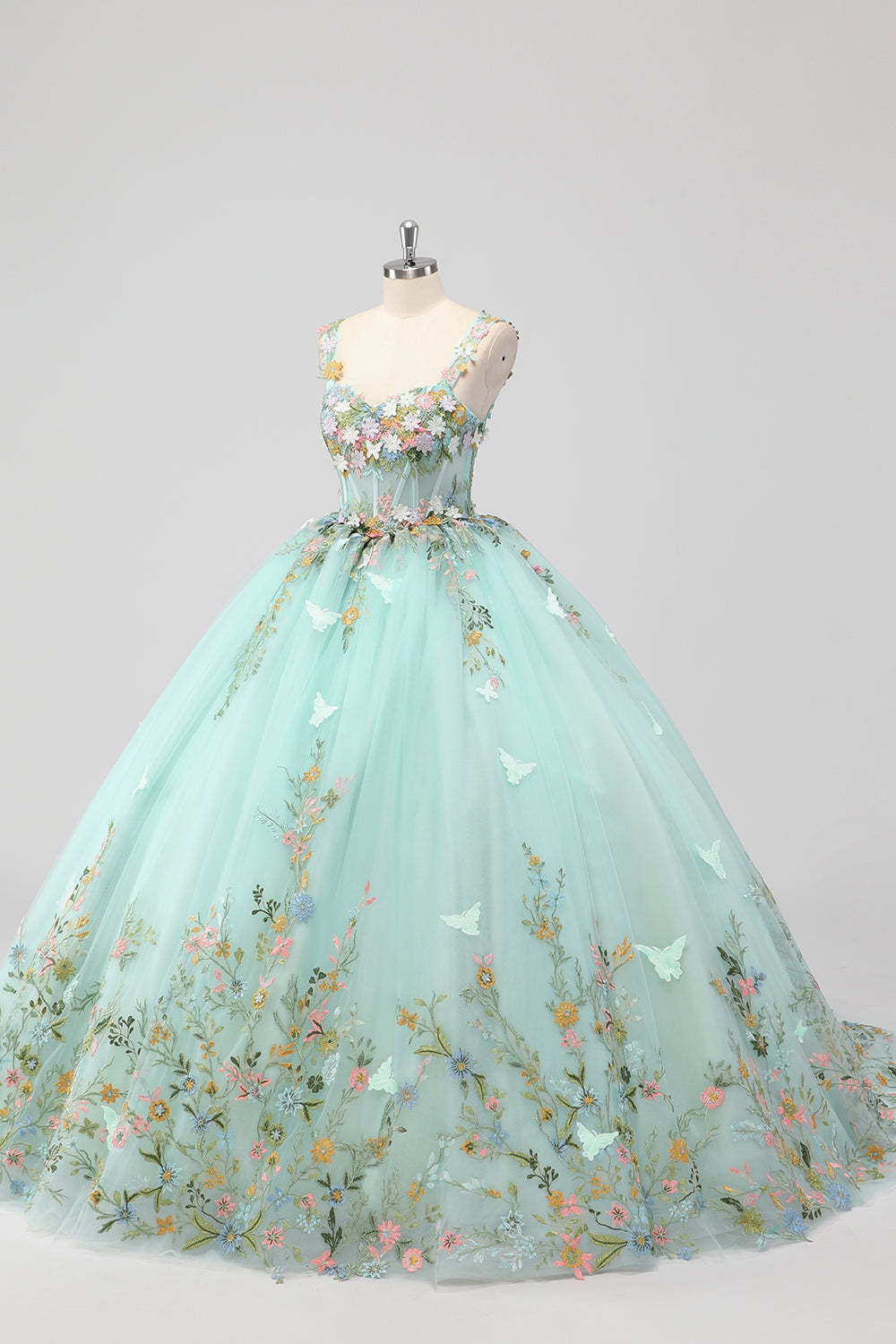 Mint Ball Gown Applique Corset Sweetheart Maxi Quinceañera Dress