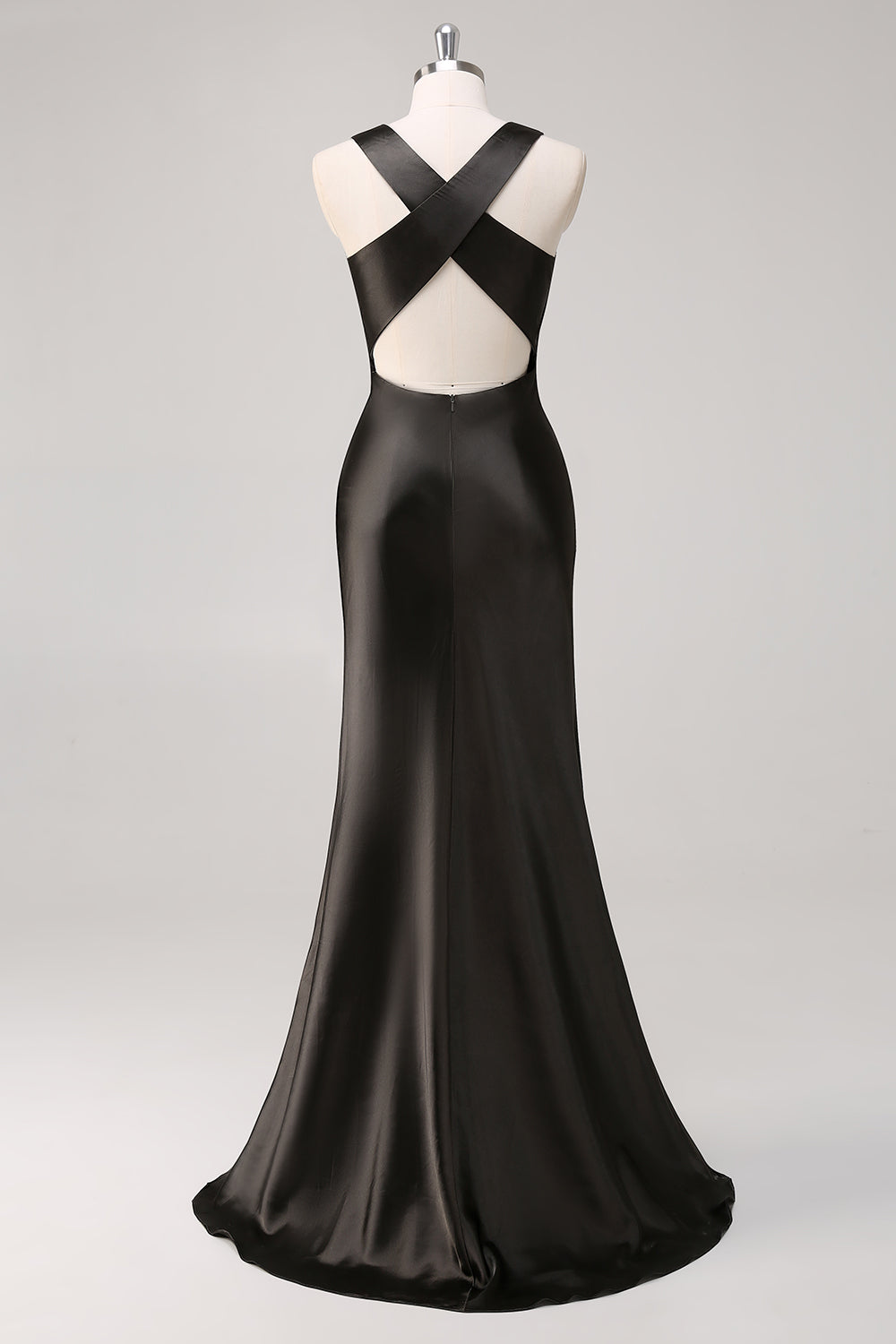 Simple Dark Grey Sheath Jewel Neck Maxi Formal Dress