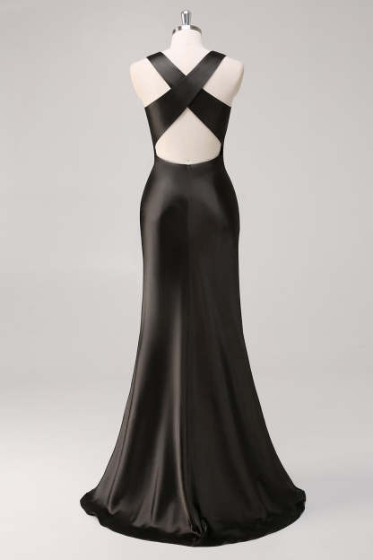 Simple Dark Grey Sheath Jewel Neck Maxi Formal Dress