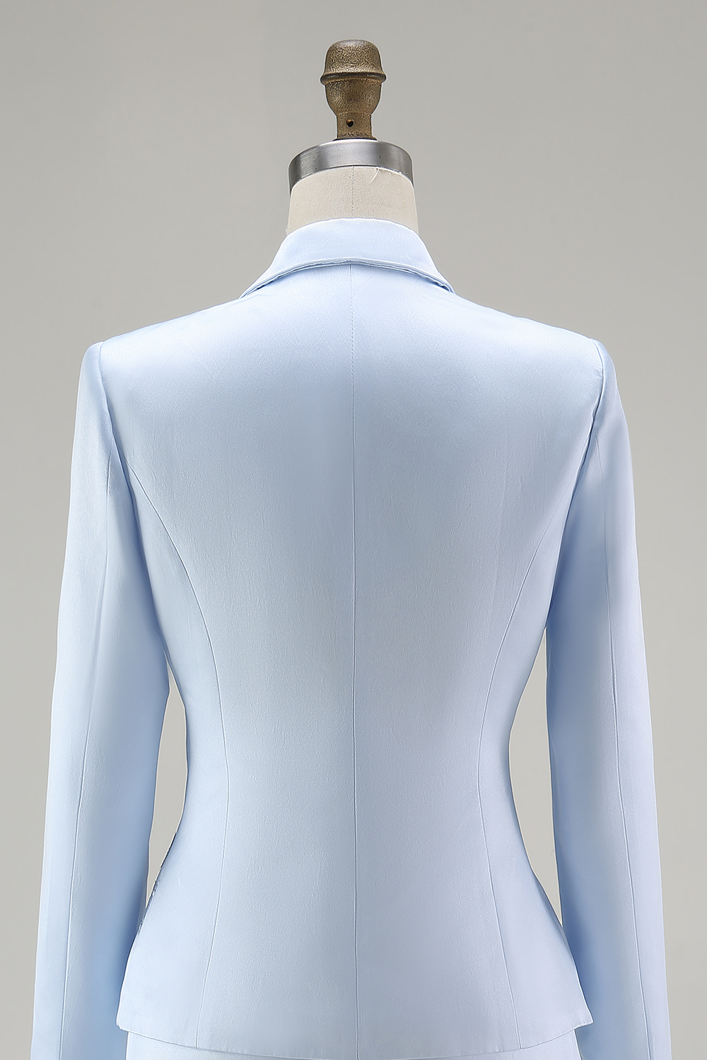 Blue 2 Pieces Satin Midi Mother of the Bride Dress Suit with Embroidery