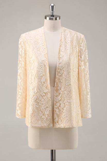 Maxi Champagne A-Line Satin Mother of the Bride Dress with Jacket