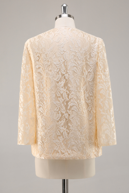 Maxi Champagne A-Line Satin Mother of the Bride Dress with Jacket