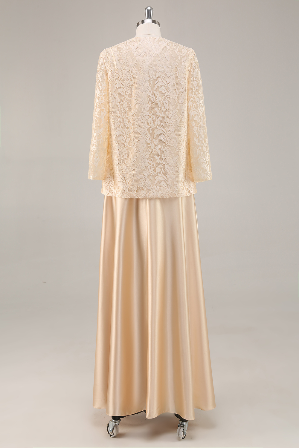 Champagne A-Line Mother of the Bride Dress with Lace Jacket