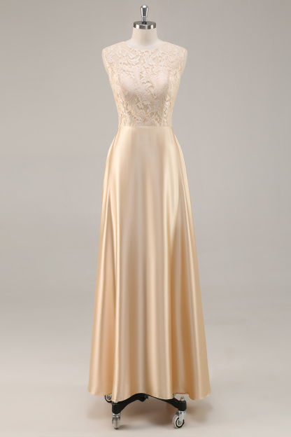 Champagne A-Line Mother of the Bride Dress with Lace Jacket