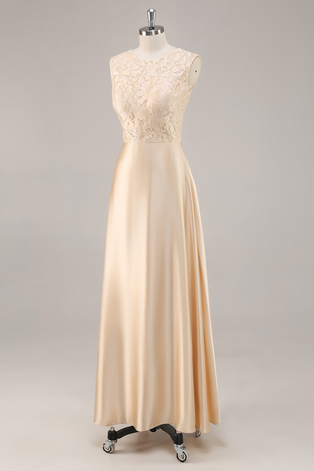 Maxi Champagne A-Line Satin Mother of the Bride Dress with Jacket