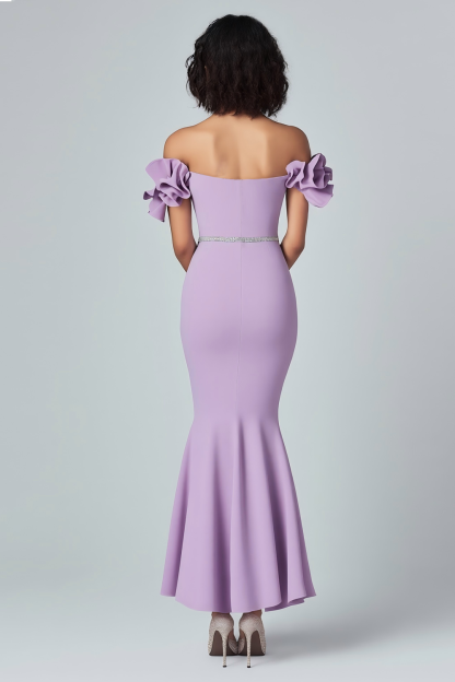 Lilac Mermaid Off The Shoulder Ruffles Formal Dress