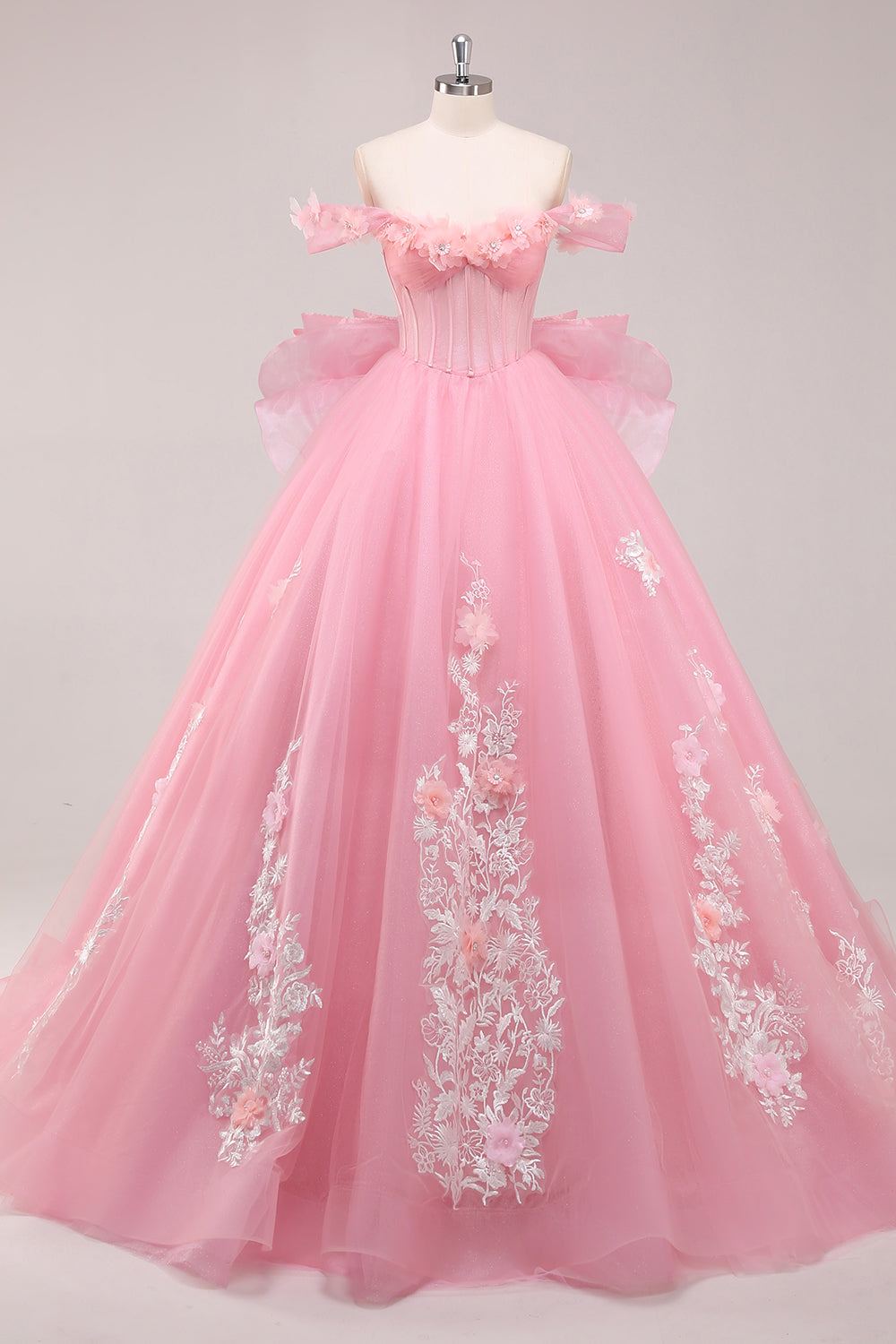 Leely Women Princess Ball Gown Corset Quinceanera Dress Off the Shoulder Appliqued Sweet 16 Dress